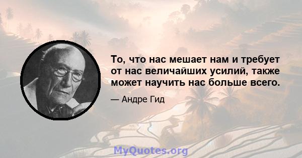 То, что нас мешает нам и требует от нас величайших усилий, также может научить нас больше всего.