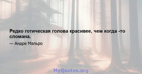 Редко готическая голова красивее, чем когда -то сломана.