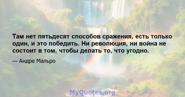 Там нет пятьдесят способов сражения, есть только один, и это победить. Ни революция, ни война не состоит в том, чтобы делать то, что угодно.