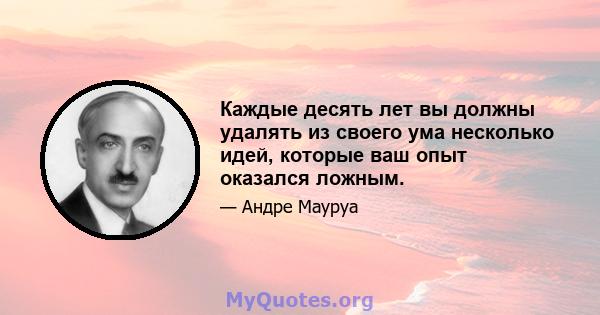 Каждые десять лет вы должны удалять из своего ума несколько идей, которые ваш опыт оказался ложным.