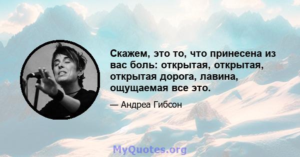 Скажем, это то, что принесена из вас боль: открытая, открытая, открытая дорога, лавина, ощущаемая все это.