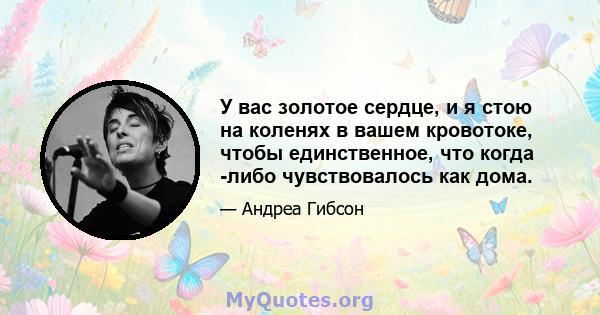 У вас золотое сердце, и я стою на коленях в вашем кровотоке, чтобы единственное, что когда -либо чувствовалось как дома.