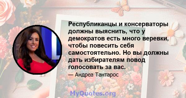 Республиканцы и консерваторы должны выяснить, что у демократов есть много веревки, чтобы повесить себя самостоятельно. Но вы должны дать избирателям повод голосовать за вас.