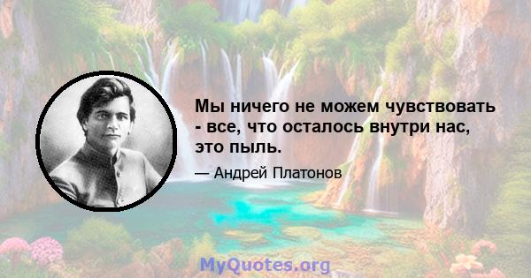 Мы ничего не можем чувствовать - все, что осталось внутри нас, это пыль.