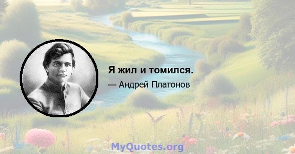 Я жил и томился.