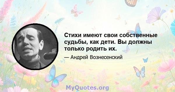 Стихи имеют свои собственные судьбы, как дети. Вы должны только родить их.