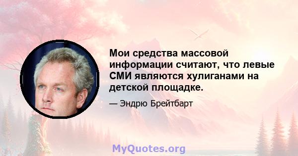 Мои средства массовой информации считают, что левые СМИ являются хулиганами на детской площадке.