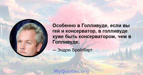 Особенно в Голливуде, если вы гей и консерватор, в голливуде хуже быть консерватором, чем в Голливуде.