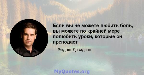 Если вы не можете любить боль, вы можете по крайней мере полюбить уроки, которые он преподает