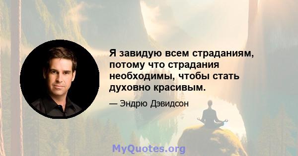 Я завидую всем страданиям, потому что страдания необходимы, чтобы стать духовно красивым.