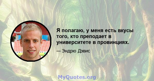 Я полагаю, у меня есть вкусы того, кто преподает в университете в провинциях.