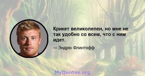 Крикет великолепен, но мне не так удобно со всем, что с ним идет.