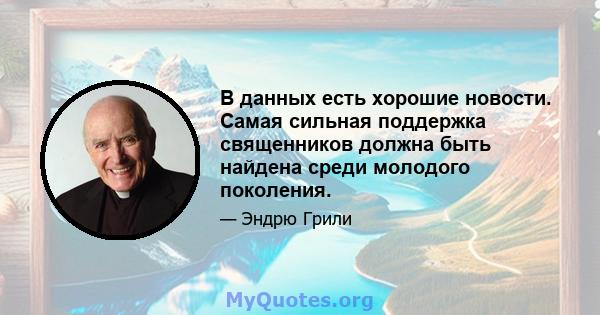 В данных есть хорошие новости. Самая сильная поддержка священников должна быть найдена среди молодого поколения.