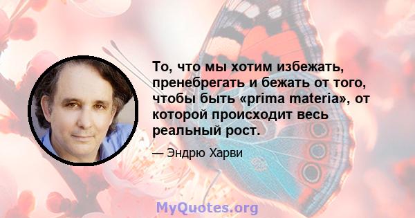 То, что мы хотим избежать, пренебрегать и бежать от того, чтобы быть «prima materia», от которой происходит весь реальный рост.