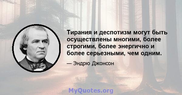 Тирания и деспотизм могут быть осуществлены многими, более строгими, более энергично и более серьезными, чем одним.