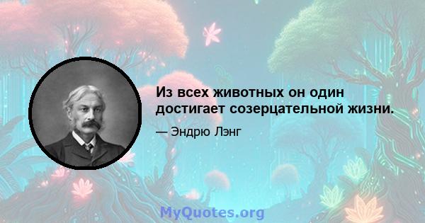 Из всех животных он один достигает созерцательной жизни.