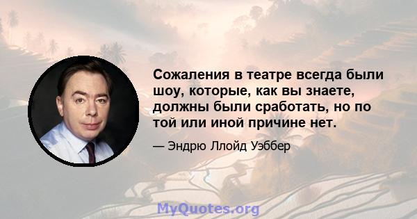 Сожаления в театре всегда были шоу, которые, как вы знаете, должны были сработать, но по той или иной причине нет.