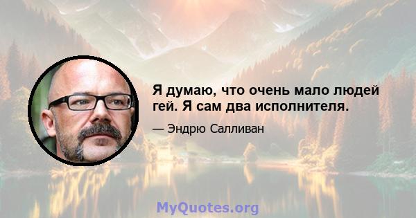 Я думаю, что очень мало людей гей. Я сам два исполнителя.