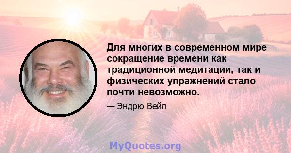 Для многих в современном мире сокращение времени как традиционной медитации, так и физических упражнений стало почти невозможно.