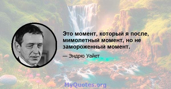 Это момент, который я после, мимолетный момент, но не замороженный момент.