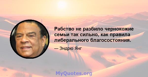 Рабство не разбило чернокожие семьи так сильно, как правила либерального благосостояния.