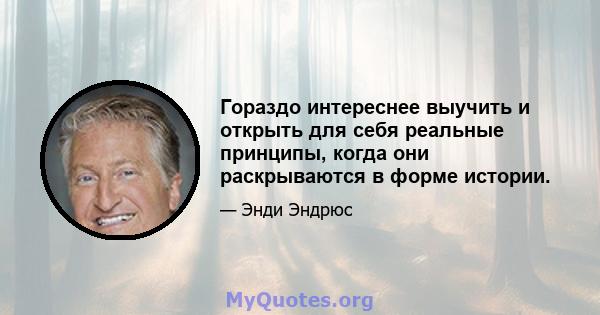 Гораздо интереснее выучить и открыть для себя реальные принципы, когда они раскрываются в форме истории.