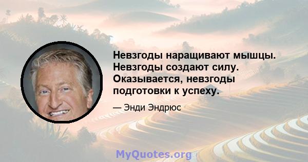 Невзгоды наращивают мышцы. Невзгоды создают силу. Оказывается, невзгоды подготовки к успеху.