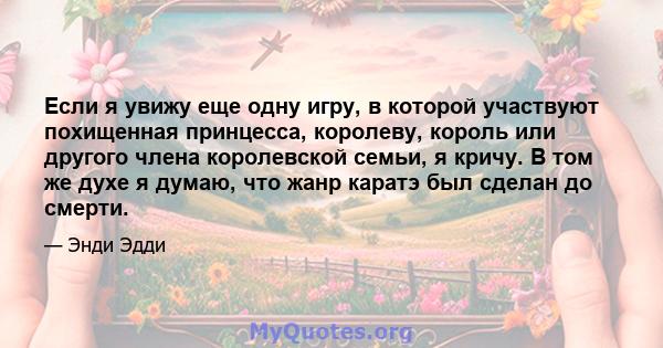 Если я увижу еще одну игру, в которой участвуют похищенная принцесса, королеву, король или другого члена королевской семьи, я кричу. В том же духе я думаю, что жанр каратэ был сделан до смерти.