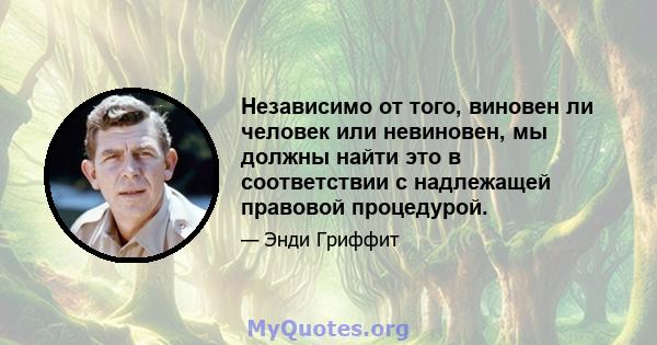 Независимо от того, виновен ли человек или невиновен, мы должны найти это в соответствии с надлежащей правовой процедурой.