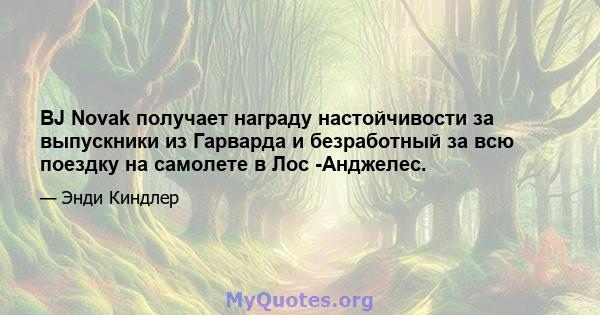 BJ Novak получает награду настойчивости за выпускники из Гарварда и безработный за всю поездку на самолете в Лос -Анджелес.