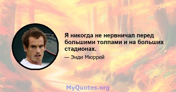 Я никогда не нервничал перед большими толпами и на больших стадионах.