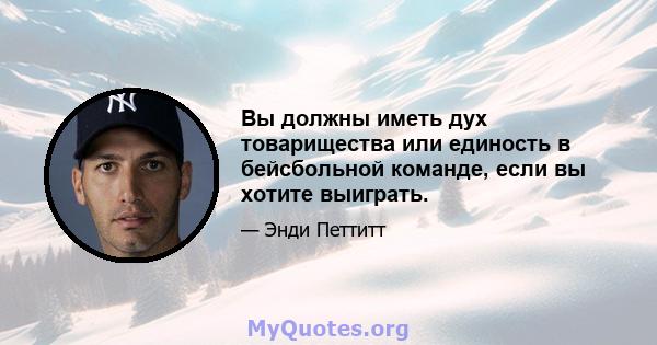 Вы должны иметь дух товарищества или единость в бейсбольной команде, если вы хотите выиграть.