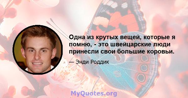 Одна из крутых вещей, которые я помню, - это швейцарские люди принесли свои большие коровьи.