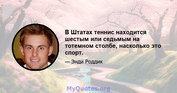 В Штатах теннис находится шестым или седьмым на тотемном столбе, насколько это спорт.