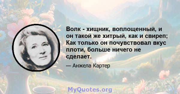 Волк - хищник, воплощенный, и он такой же хитрый, как и свиреп; Как только он почувствовал вкус плоти, больше ничего не сделает.