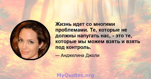 Жизнь идет со многими проблемами. Те, которые не должны напугать нас, - это те, которые мы можем взять и взять под контроль.