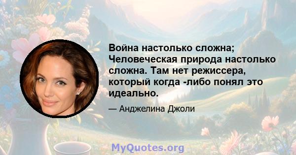 Война настолько сложна; Человеческая природа настолько сложна. Там нет режиссера, который когда -либо понял это идеально.