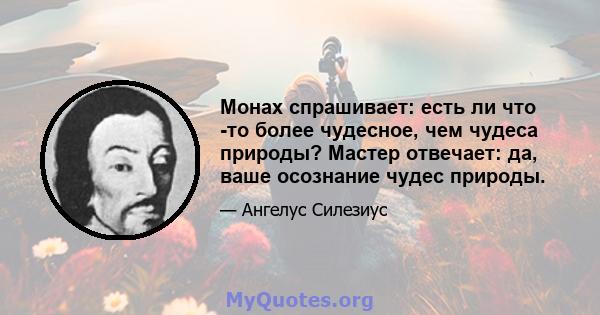 Монах спрашивает: есть ли что -то более чудесное, чем чудеса природы? Мастер отвечает: да, ваше осознание чудес природы.