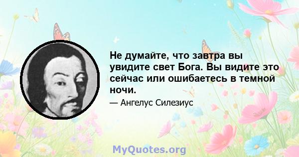 Не думайте, что завтра вы увидите свет Бога. Вы видите это сейчас или ошибаетесь в темной ночи.