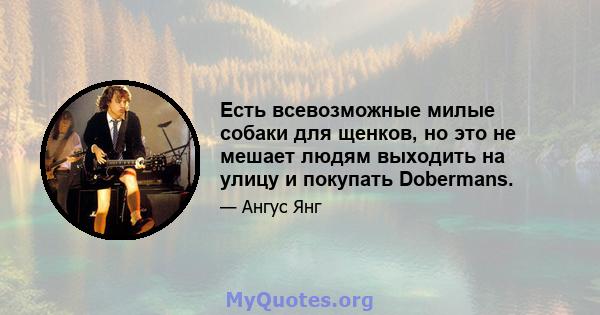 Есть всевозможные милые собаки для щенков, но это не мешает людям выходить на улицу и покупать Dobermans.