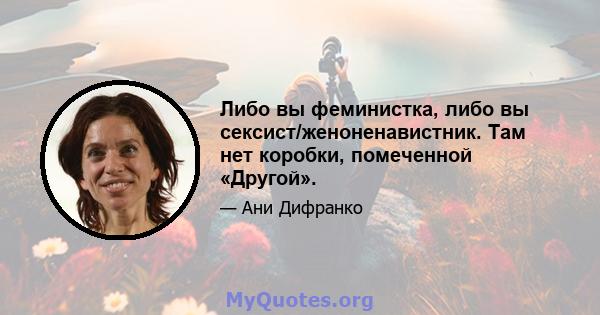 Либо вы феминистка, либо вы сексист/женоненавистник. Там нет коробки, помеченной «Другой».