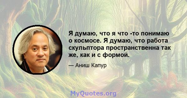 Я думаю, что я что -то понимаю о космосе. Я думаю, что работа скульптора пространственна так же, как и с формой.