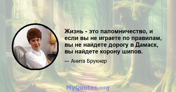 Жизнь - это паломничество, и если вы не играете по правилам, вы не найдете дорогу в Дамаск, вы найдете корону шипов.