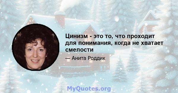 Цинизм - это то, что проходит для понимания, когда не хватает смелости