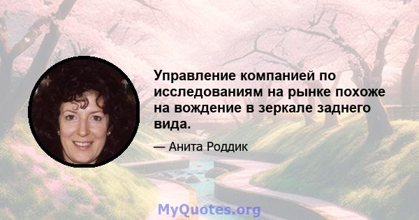 Управление компанией по исследованиям на рынке похоже на вождение в зеркале заднего вида.