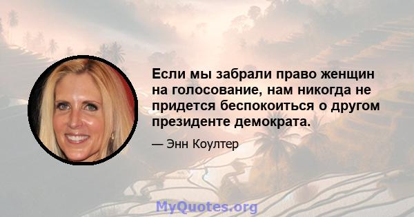 Если мы забрали право женщин на голосование, нам никогда не придется беспокоиться о другом президенте демократа.