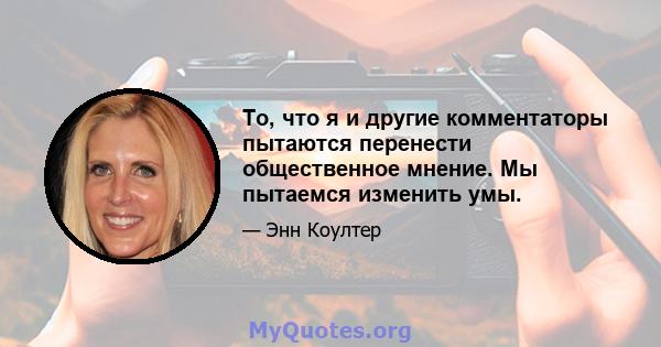 То, что я и другие комментаторы пытаются перенести общественное мнение. Мы пытаемся изменить умы.