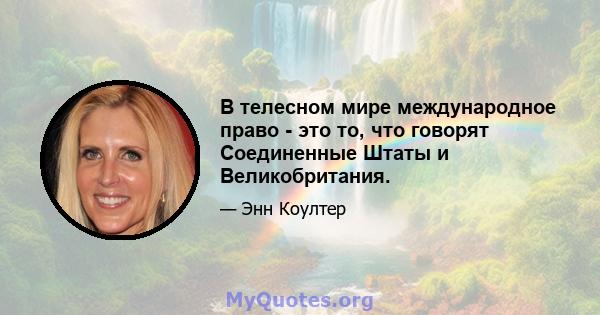 В телесном мире международное право - это то, что говорят Соединенные Штаты и Великобритания.