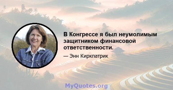 В Конгрессе я был неумолимым защитником финансовой ответственности.