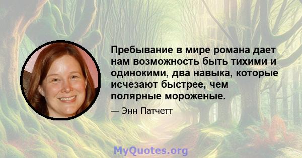 Пребывание в мире романа дает нам возможность быть тихими и одинокими, два навыка, которые исчезают быстрее, чем полярные мороженые.